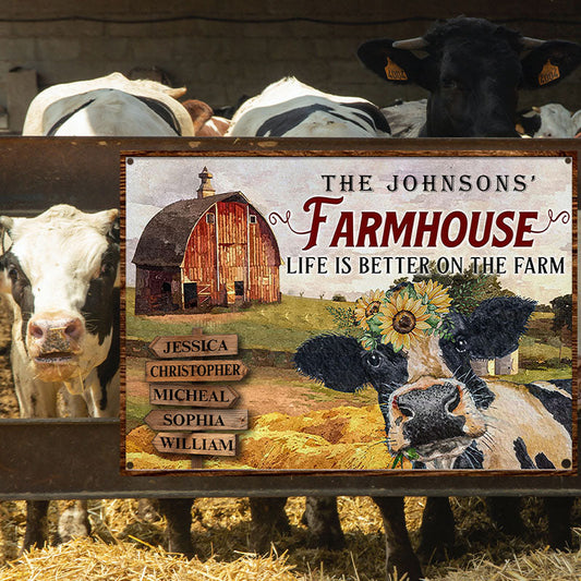 Farm Cattle Metal Signs Farmhouse Life Is Better On The Farm Custom Classic Metal Signs