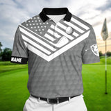 Joycorners Premium Cool American Flag Golf Lover Golf Polo Shirts Multicolored Personalized 3D Design All Over Printed
