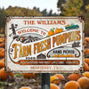 Welcome To Farm Fresh Pumpkins Custom Classic Metal Signs, Personalized Pumpkin Sign, Fall Decor, Farmhouse Sign