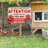 Personalized Chicken Attention Peckers Customized Classic Metal Signs