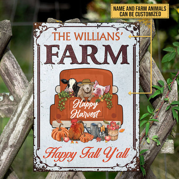 Autumn Farm Happy Harvest Happy Fall, Fall Season, Farmhouse, Outdoor Farm Decor, Custom Classic Metal Signs