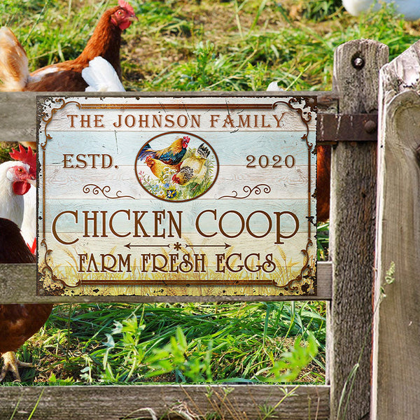 Farm Chicken Coop Fresh Eggs Custom Classic Metal Signs, Farm Sign, Chicken Coop, Farm Decor
