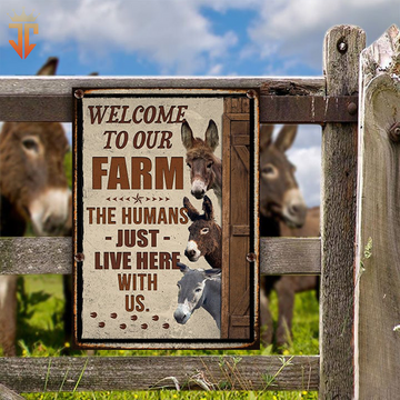 Joycorners Personalized Donkey Welcome to our farm All Printed 3D Metal Sign