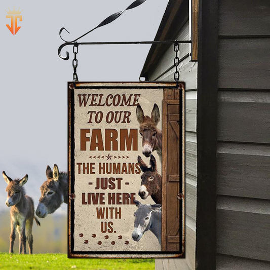 Joycorners Personalized Donkey Welcome to our farm All Printed 3D Metal Sign