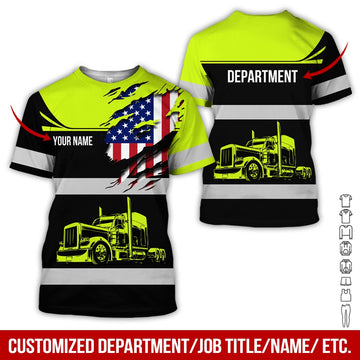 Joy Corners American Flag Black And Green Trucker T Shirt 2023