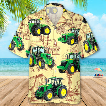 Joycorners Tractor Farm All Printed 3D Hawaiian Shirt