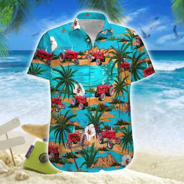 Joycorners Tractor On the Beach All Printed 3D Hawaiian Shirt