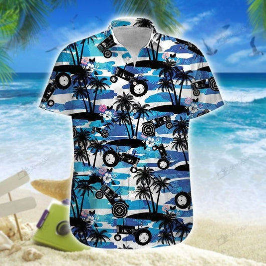 Joycorners Tractor Blue All Printed 3D Hawaiian Shirt