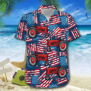 Joycorners Tractors U.S.A flags All Printed 3D Hawaiian Shirt