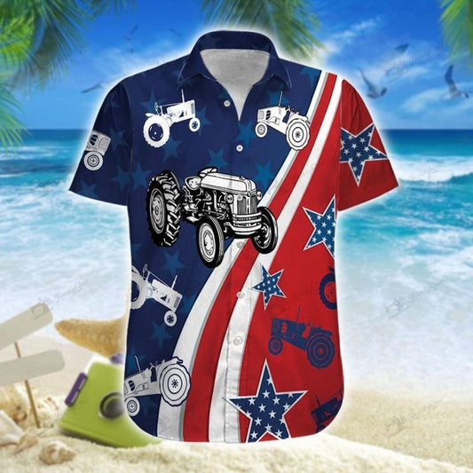 Joycorners Tractors American colors All Printed 3D Hawaiian Shirt