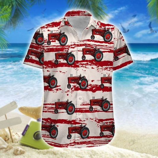 Joycorners Tractors Red All Printed 3D Hawaiian Shirt