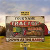 Joycorners Customized Name Tractor Rides Down At The Barn All Printed 3D Metal Sign