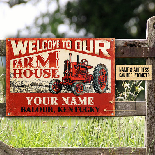 Joycorners Customized Name Tractor Welcome To Our Farm House All Printed 3D Metal Sign