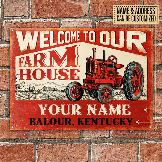 Joycorners Customized Name Tractor Welcome To Our Farm House All Printed 3D Metal Sign