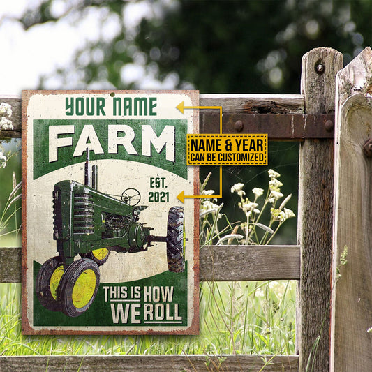 Joycorners Customized Name Tractor Farm Est 2021 This is How We Roll All Printed 3D Metal Sign