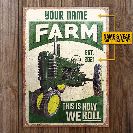 Joycorners Customized Name Tractor Farm Est 2021 This is How We Roll All Printed 3D Metal Sign