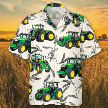 Joycorners Green Tractor 3 All Printed 3D Hawaiian Shirt