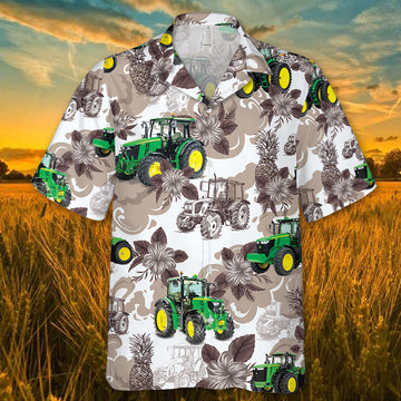 Joycorners Green Tractor 2 All Printed 3D Hawaiian Shirt