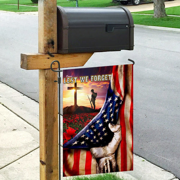 Joycorners Veteran Poppy Memorial Day. Lest We Forget Flag All Over Printed Flag