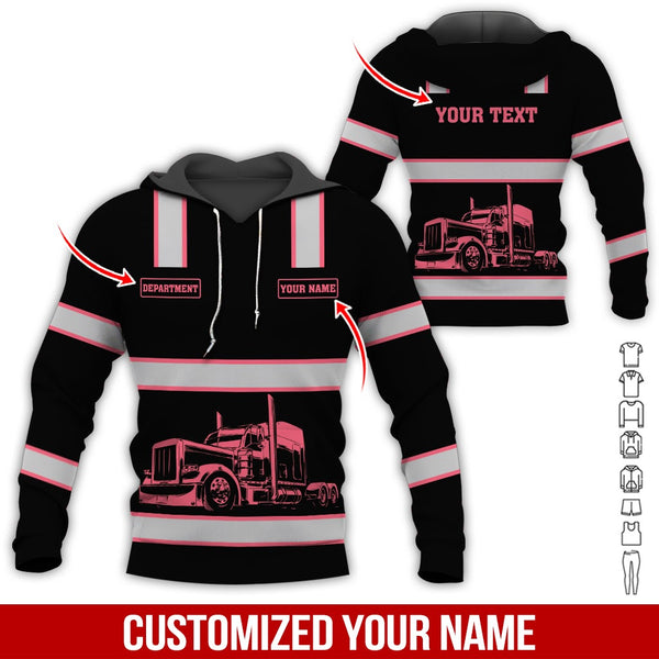 Joycorners Custom Name and Department Pink Truck Uniform All Over Printed 3D Shirts
