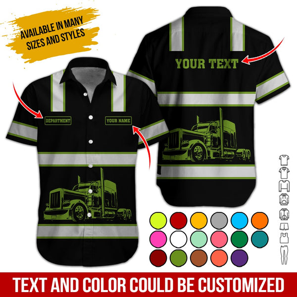 Joycorners Custom Name and Department Olive Drab Truck Uniform All Over Printed 3D Shirts