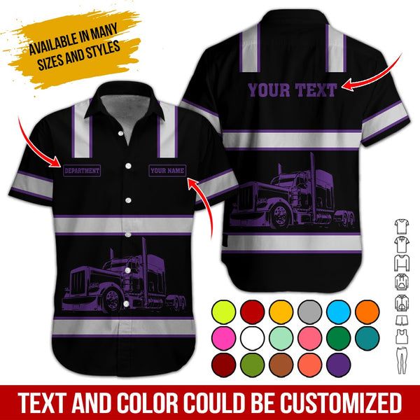 Joycorners Custom Name and Department Purple Truck Uniform All Over Printed 3D Shirts