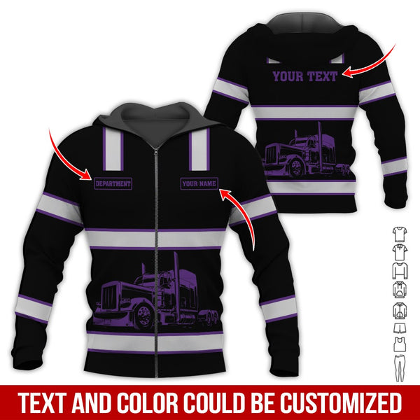 Joycorners Custom Name and Department Purple Truck Uniform All Over Printed 3D Shirts