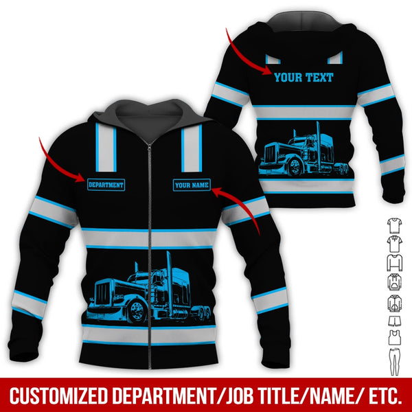 Joycorners Custom Name and Department Blue Truck Uniform All Over Printed 3D Shirts