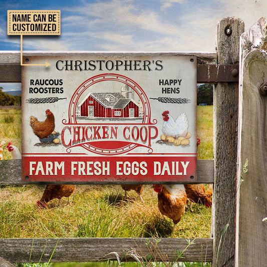 Personalized Chicken Coop Farm Fresh Eggs Customized Classic Metal Signs