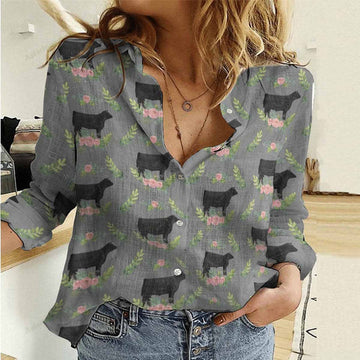 Joycorners Black Angus Flower Casual Shirt