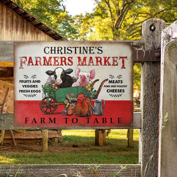 Personalized Farmers Market Farm To Table Customized Classic Metal Signs