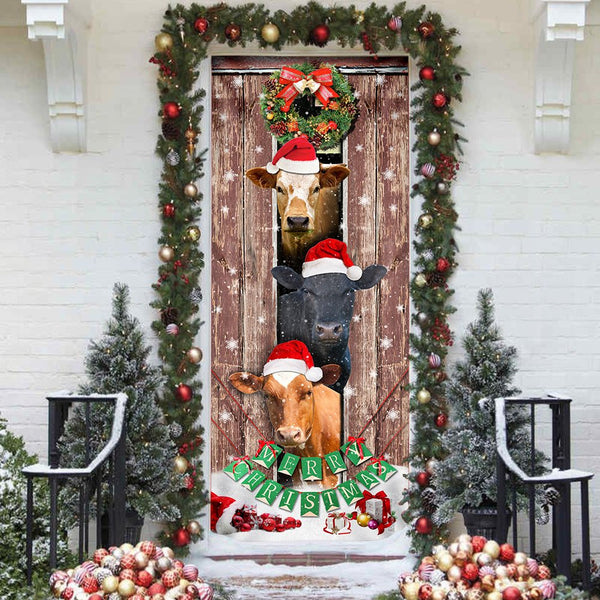 Joycorners Moo-ry Christmas Cow Door Cover