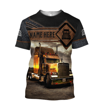 TRUCKER - Personalized Name 3D Leather And Steel All Over Printed Shirt