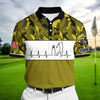 Joycorners Premium Unique Golf Heart Beat Golf Polo Shirts Multicolored Personalized 3D Design All Over Printed