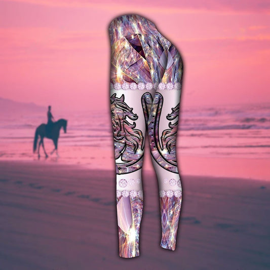 Joycorners Horse Stable Geometric Pink Legging And Hoodie Set