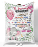 JoyCorner Personalized Printed Blanket Little Elephant With Pink Balloon - Mothers Day Gift