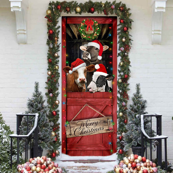 Joycorners Cow. Cattle. Merry Christmas Door Cover