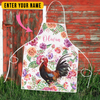 Joycorners Personalized Name Rooster Flowers All Over Printed 3D Apron