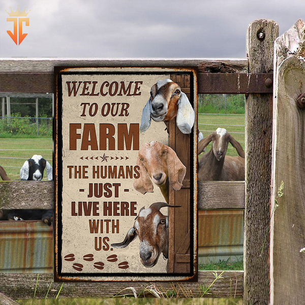 Joycorners Personalized Nubian Goat Welcome to our farm All Printed 3D Metal Sign