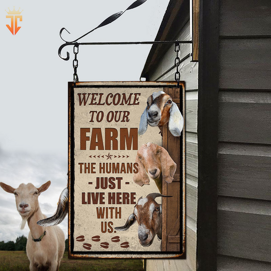 Joycorners Personalized Nubian Goat Welcome to our farm All Printed 3D Metal Sign