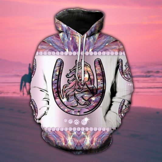 Joycorners Horse Stable Geometric Pink Legging And Hoodie Set