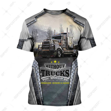 TRUCKER - Personalized Name 3D White Truck 03 All Over Printed Shirt