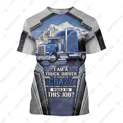 TRUCKER - Personalized Name 3D Blue Truck 03 All Over Printed Shirt