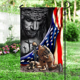 Joycorners Veteran Flag God Jesus Veteran Memorial Flag TRL1349Fv1 All Over Printed Flag
