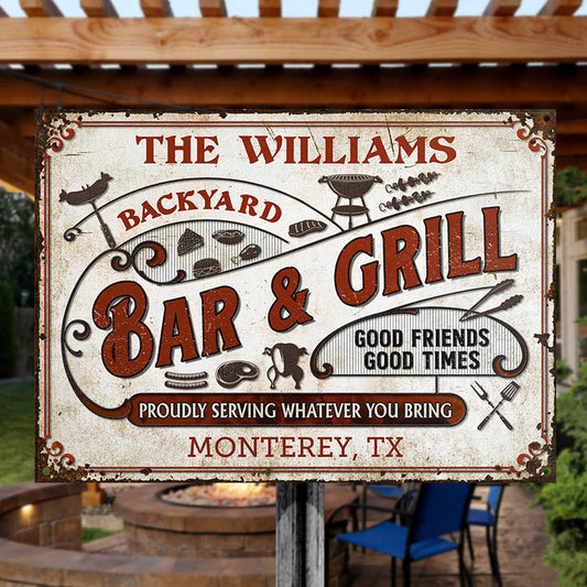 Personalized Grilling Proudly Serving You Bring Customized Classic Metal Signs