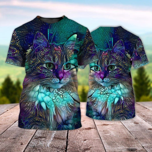 Joycorners Blue Cat Face All Over Printed 3D Shirts