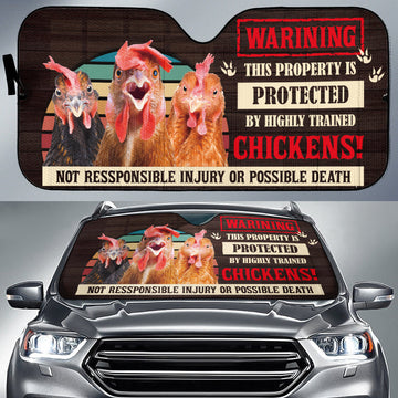 Joycorners THIS PROPERTY IS PROTECTED BY HIGHLY TRAINED CHICKENS All Over Printed 3D Sun Shade