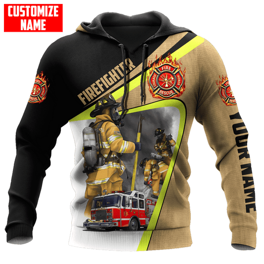 Joycorners Personalized Name Firefighter Fire Engine Fire Honor Rescue Courage All Over Printed 3D Shirts