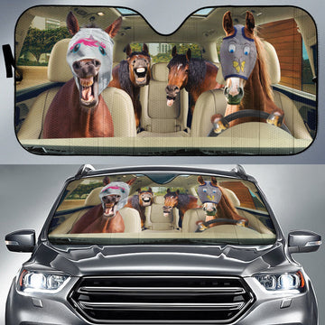 Joycorners Driving HORSE WITH FLY COVER All Over Printed 3D Sun Shade