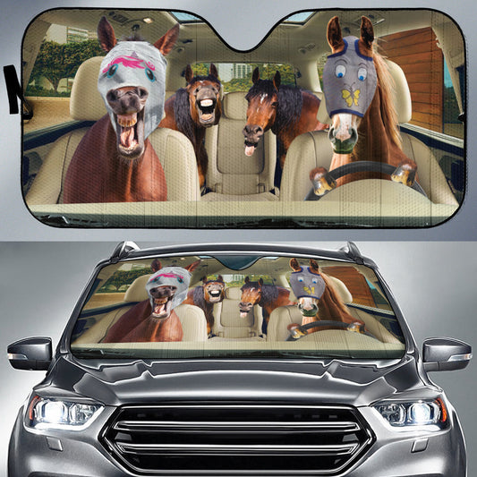 Joycorners Driving HORSE WITH FLY COVER All Over Printed 3D Sun Shade